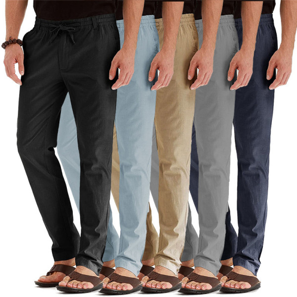 Elastic waist cotton versatile solid color sweatpants 23