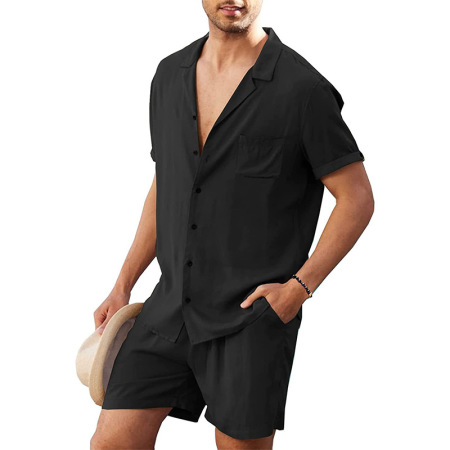 Loose casual cotton cardigan shirt shorts 38