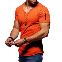Men's European and American men's V-neck short sleeves 2