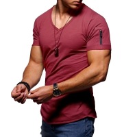 Men's European and American men's V-neck short sleeves 2