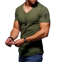 Men's European and American men's V-neck short sleeves 2
