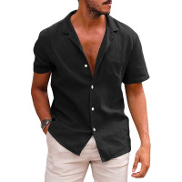 Summer lapel solid color short-sleeved shirt 17