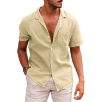 Summer lapel solid color short-sleeved shirt 18