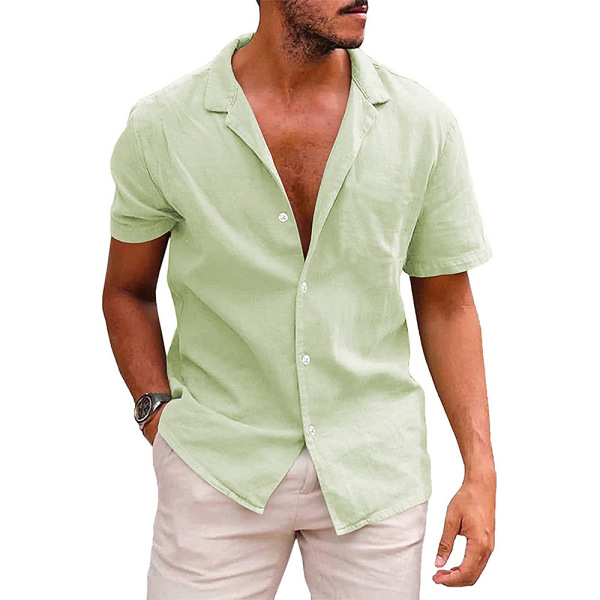 Summer lapel solid color short-sleeved shirt 18