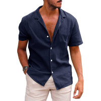 Summer lapel solid color short-sleeved shirt 18