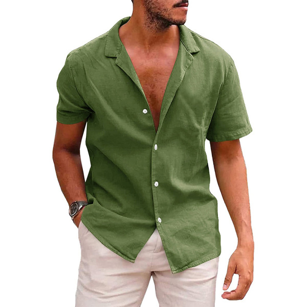 Summer lapel solid color short-sleeved shirt 19