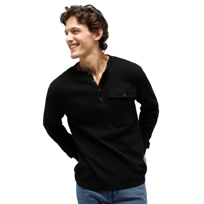 Bottoming shirt men's t-shirt henley collar top 112