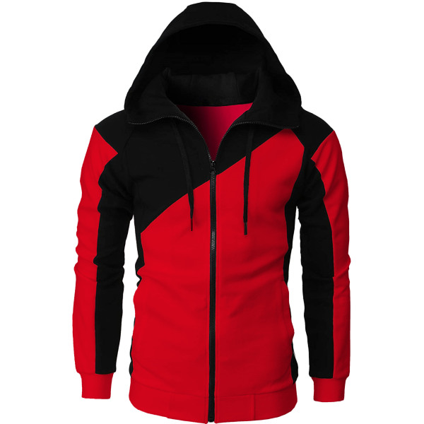 Contrast color jacket men's slim hooded sweatshirt 57