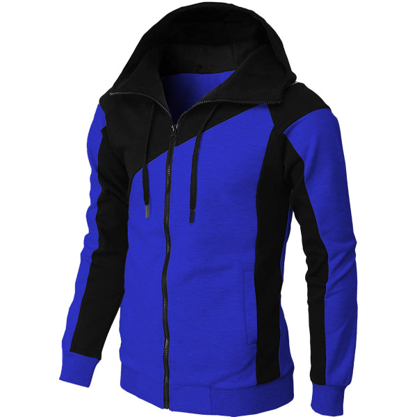Contrast color jacket men's slim hooded sweatshirt 58