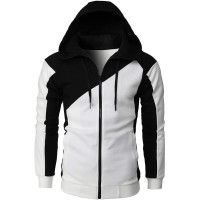Contrast color jacket men's slim hooded sweatshirt 59