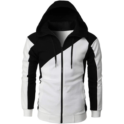 Contrast color jacket men's slim hooded sweatshirt 59