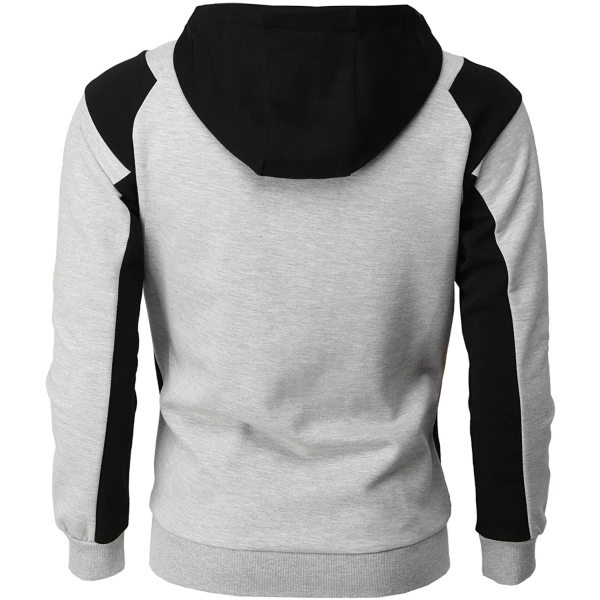 Contrast color jacket men's slim hooded sweatshirt 59