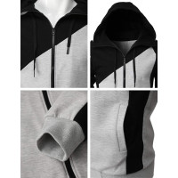 Contrast color jacket men's slim hooded sweatshirt 59