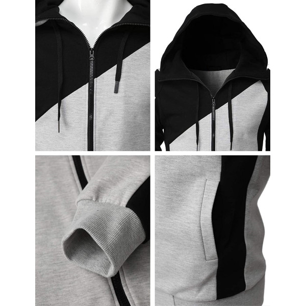 Contrast color jacket men's slim hooded sweatshirt 59