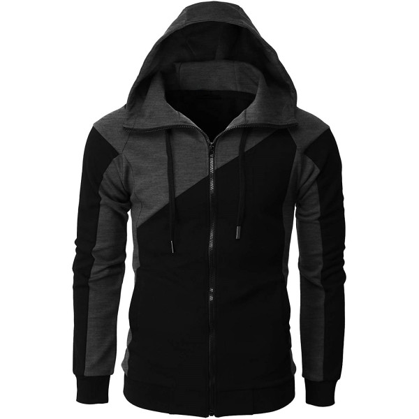 Contrast color jacket men's slim hooded sweatshirt 60