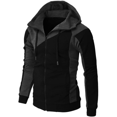 Contrast color jacket men's slim hooded sweatshirt 60