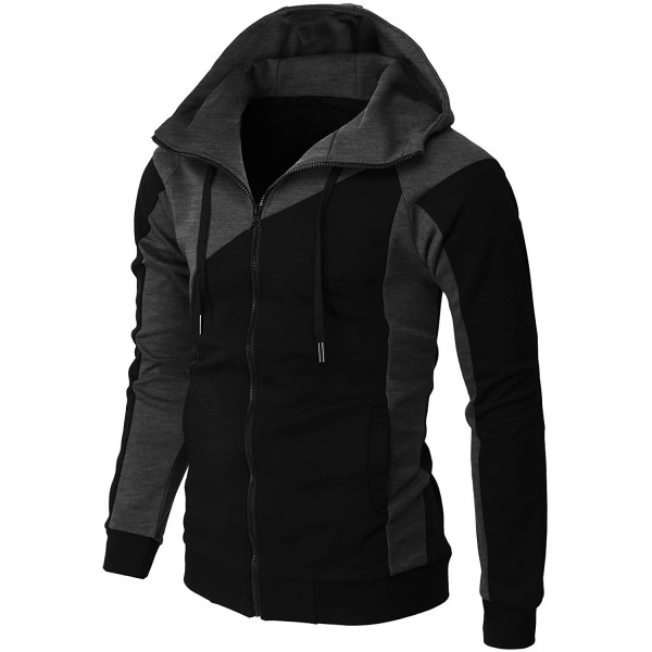 Contrast color jacket men's slim hooded sweatshirt 60