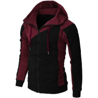 Contrast color jacket men's slim hooded sweatshirt 61