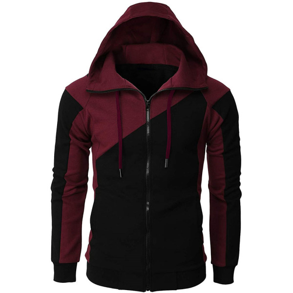 Contrast color jacket men's slim hooded sweatshirt 61