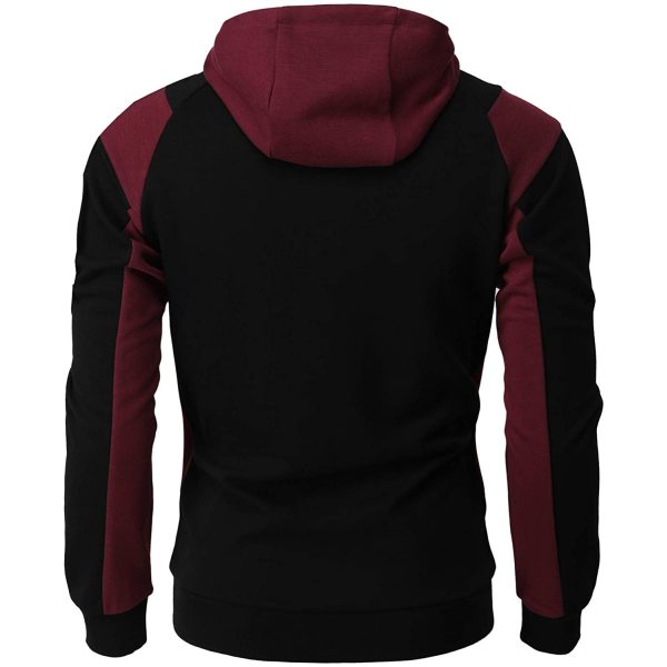 Contrast color jacket men's slim hooded sweatshirt 61