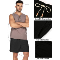 Cotton and linen lace-up pocket casual pants 88