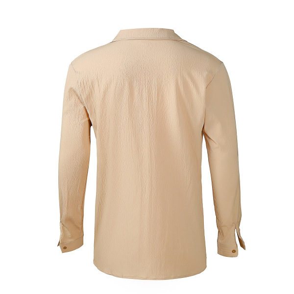 Loose large size casual lapel long sleeve shirt 63