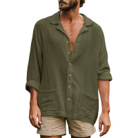 Loose large size casual lapel long sleeve shirt 64
