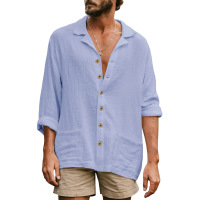 Loose large size casual lapel long sleeve shirt 65