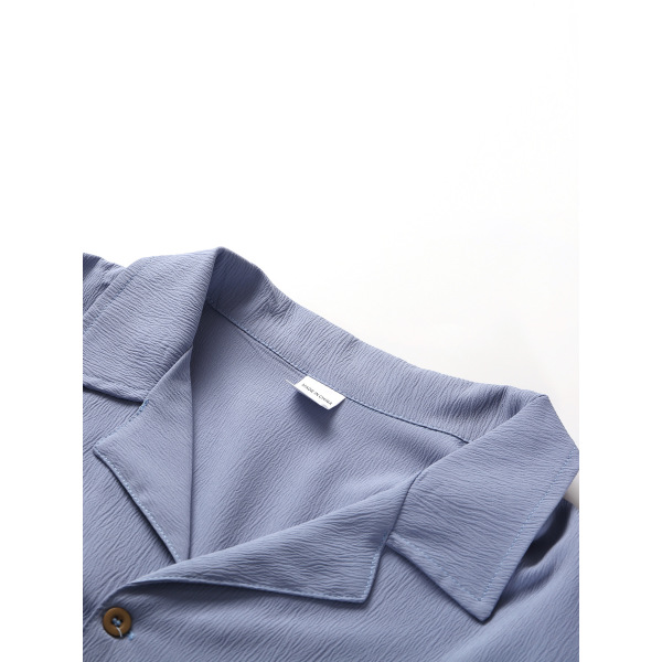 Loose large size casual lapel long sleeve shirt 65