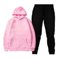 Solid color hooded pullover casual sweatshirt 53