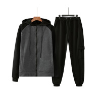 Hooded casual men's fleece sportswear suit 155