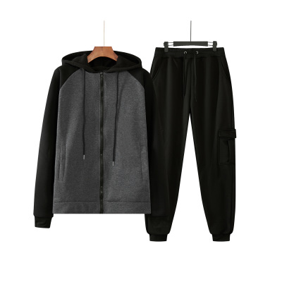 Hooded casual men's fleece sportswear suit 155