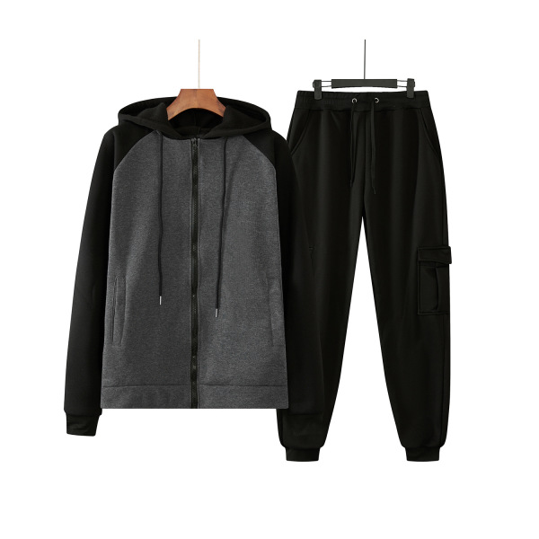 Hooded casual men's fleece sportswear suit 155