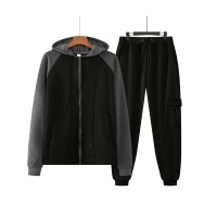 Hooded casual men's fleece sportswear suit 155