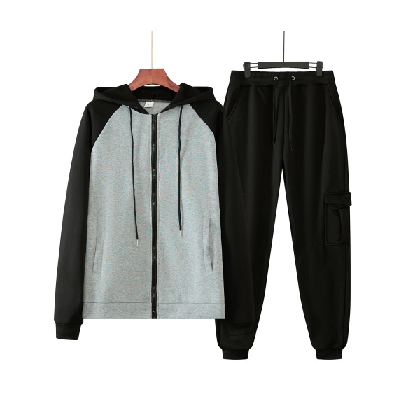 Hooded casual men's fleece sportswear suit 155