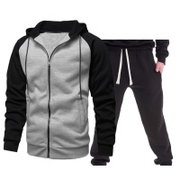 Personalized color block hooded cardigan sweatshirt set 121