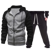 Personalized color block hooded cardigan sweatshirt set 121