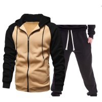 Personalized color block hooded cardigan sweatshirt set 122