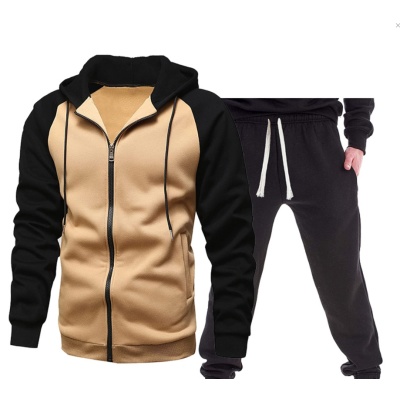 Personalized color block hooded cardigan sweatshirt set 122