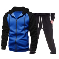 Personalized color block hooded cardigan sweatshirt set 122