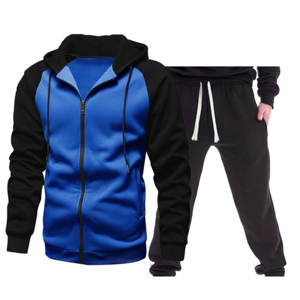 Personalized color block hooded cardigan sweatshirt set 122