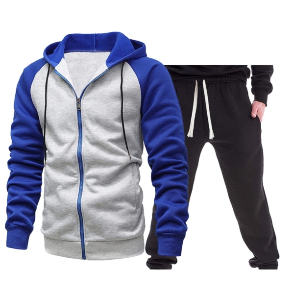 Personalized color block hooded cardigan sweatshirt set 122