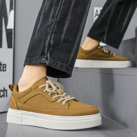 Men's Canvas Casual Sneakers, Thick Sole Lace-Up Low-Top Shoes, Comfortable Non-Slip Walking Flats