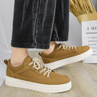 Men's Canvas Casual Sneakers, Thick Sole Lace-Up Low-Top Shoes, Comfortable Non-Slip Walking Flats