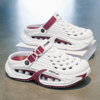 Men's Breathable Hollow-Out Clogs, Adjustable Strap Non-Slip Garden Shoes, Lightweight Slip-On Sports Sandals