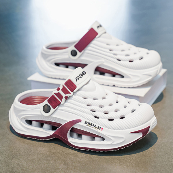 Men's Breathable Hollow-Out Clogs, Adjustable Strap Non-Slip Garden Shoes, Lightweight Slip-On Sports Sandals