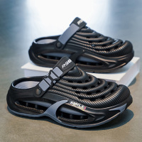 Men's Breathable Hollow-Out Clogs, Adjustable Strap Non-Slip Garden Shoes, Lightweight Slip-On Sports Sandals