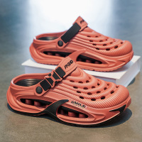 Men's Breathable Hollow-Out Clogs, Adjustable Strap Non-Slip Garden Shoes, Lightweight Slip-On Sports Sandals