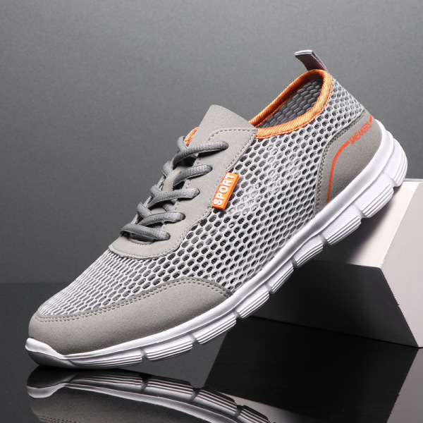 Men's Breathable Mesh Sneakers, Lightweight Lace-Up Running Shoes, Non-Slip Casual Walking Flats